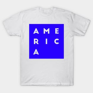 United States of America | American square letters | Blue T-Shirt